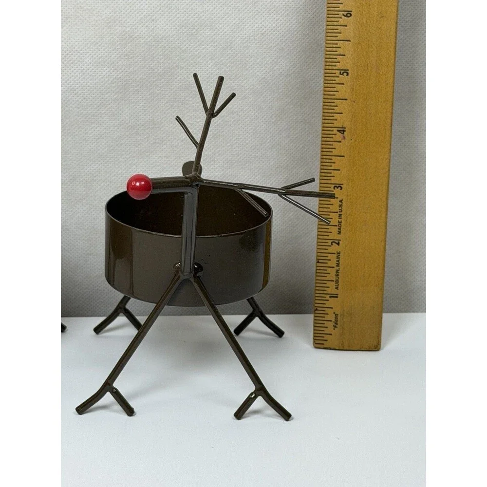 Gold Canyon Christmas Mini Reindeer Tealight Holders Set of 2 Vtg Holiday Box